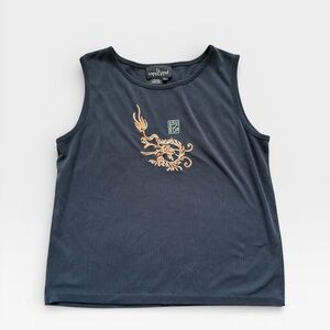 Y2K Top with Gold Japanese Embroidery